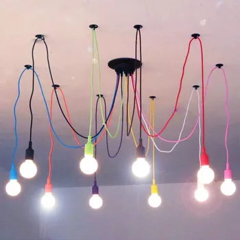Многоцветная люстра в виде паука для гостиной Спальни кухни пластиковая люстра с регулируемой лампой Эдисона Светильники sputnik lamp
