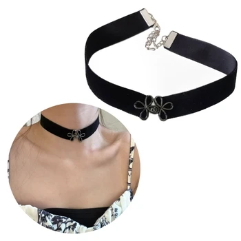 Модное ожерелье с простой цепочкой и пряжкой-черная бархатная лента, ожерелье на ключицу для женщин и девочек, цепочка на шею в китайском стиле T8DE