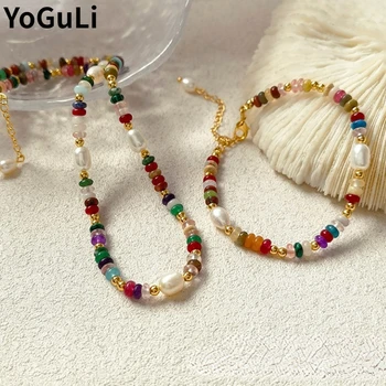 Модные ювелирные наборы, браслет в весенне-летнем стиле, популярное ожерелье из натурального жемчуга и камней для женщин, подарок