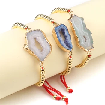 Модный натуральный камень неправильной формы, Семицветная Медная проволока, обернутая высококачественным браслетом, Ювелирный подарок