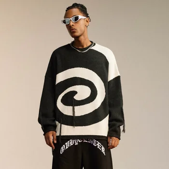 Модный Новый бренд уличной одежды Endless Whirlpool, Пуловеры с круглым воротом, свободный шерстяной свитер большого размера для мужчин