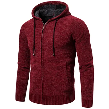 Мужская верхняя одежда кардиган с капюшоном плюшевый толстый теплый свитер 2022 осенне-зимний модный повседневный топ высокого качества