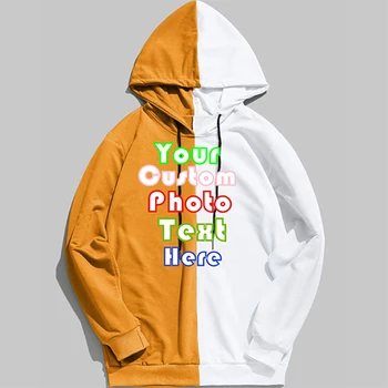 Мужская осенне-весенняя цветовая гамма, индивидуальный логотип, фото и текстовая печать, пуловер с капюшоном в стиле панк для мальчиков, команда DIY