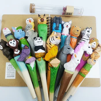 Мультяшный креативный подарок канцелярские принадлежности прекрасная ручка для резьбы по дереву 0,5 м ручка для животных художественная нейтральная ручка деревянная ручка для рукоделия