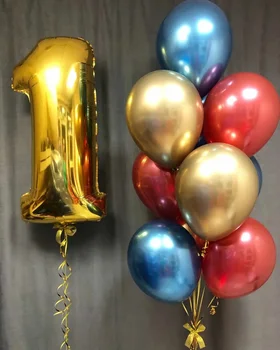 Набор латексных шариков с конфетти для вечеринки по случаю 1-го дня рождения, 32-дюймовые шарики из фольги с золотым номером, свадебные украшения для душа ребенка, подарки для детей