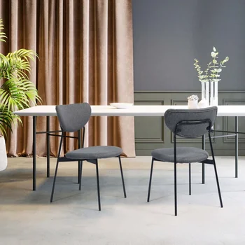 Набор современных металлических обеденных стульев с 2-серой обивкой серого цвета [на складе в США]