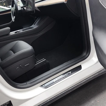 Наклейки для защиты дверных порогов автомобиля Tesla от царапин для модели Y 2022 Аксессуары для оформления педали приветствия автомобиля Автостайлинг