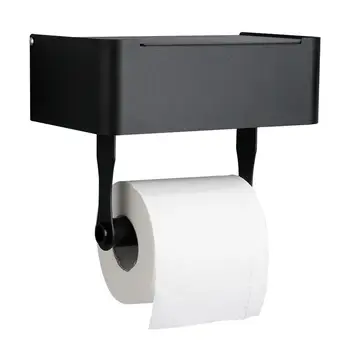 Настенный держатель рулона туалетной бумаги из нержавеющей стали для ванной комнаты, матовый, черный, нержавеющий, держатель для туалетной бумаги с местом для хранения и полкой