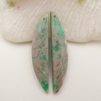 Натуральный драгоценный камень Зеленая бирюза Модные женские серьги длинной формы из бисера, ювелирные изделия из полудрагоценных камней 41x9x4mm4.6g