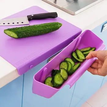 Нескользящая разделочная доска для резки фруктов и овощей, кухонный инструмент с ящиком для хранения