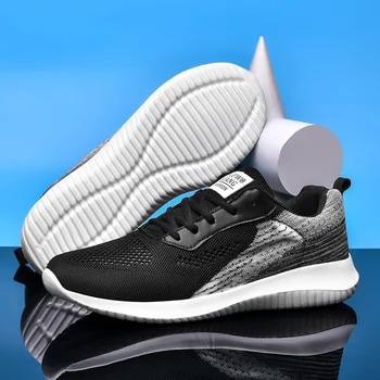 Новая дышащая повседневная спортивная мужская обувь из летящей ткани, уличные кроссовки для бега по парку, легкая обувь для повседневной ходьбы
