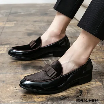 Новая мужская мода Остроконечные Замшевые Туфли-Оксфорды с бабочкой, Мокасины Для вождения, Вечерняя обувь для джентльменов на выпускной вечер, Zapatos