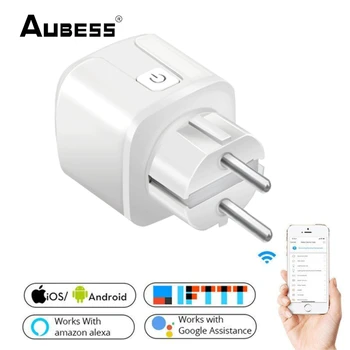 Новая Умная Розетка AUBESS WiFi EU 16A С Монитором Питания Для Tuya Smart Life Yandex Alice Alexa Google Home Assistant