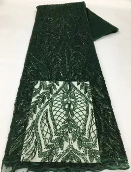 Новейшая роскошная элегантная кружевная ткань с африканской вышивкой из бисера 2023 года, кружевная ткань с Нигерийскими блестками для свадебного платья