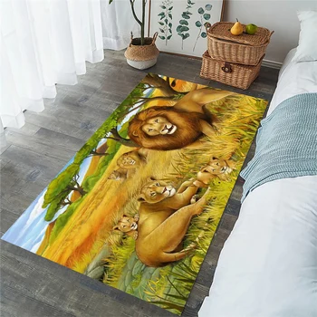 Новейший ковер CLOOCL Мультяшный лев Счастливая семья фланелевый ковер с 3D-принтом Коврик для гостиной Кухонные коврики для пола Прямая поставка