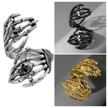 Новые кольца с черепами, готические Винтажные Кольца с костями для рук, мужские украшения в стиле панк-хип-хоп, высококачественные Модные Аксессуары