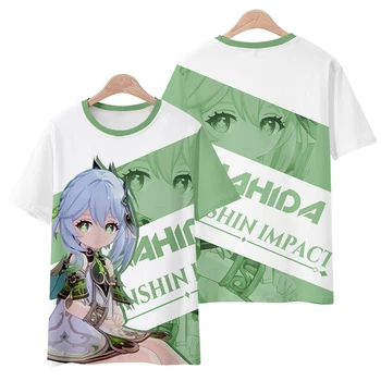 Новые футболки Genshin Impact, аниме-игра, девушка Нахида, уличная одежда с 3D-принтом, мужская и женская повседневная модная футболка большого размера, детские футболки, топы