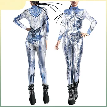 Новый дизайн, Стеклянный комбинезон в стиле пэчворк с цифровой печатью, Облегающий комплект боди для женщин Zentai, модная одежда с длинным рукавом