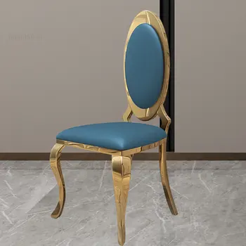 Обеденные стулья Nordic из нержавеющей стали, Современная Ресторанная мебель, Роскошный стул для столовой в отеле, Стулья для кафе с металлической спинкой