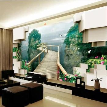 обои beibehang на заказ, масштабные, современные, минималистичные, вглубь горы, 3D пространство, фоновая стена, украшение гостиной