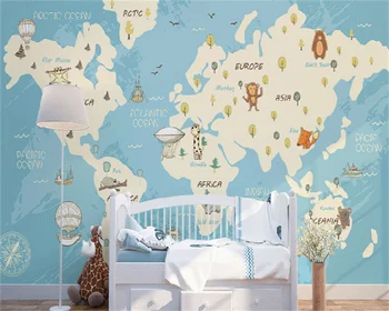 Обои Wellyu на заказ скандинавская ручная роспись мультяшная карта детская комната диван ТВ фон настенная декоративная живопись фрески