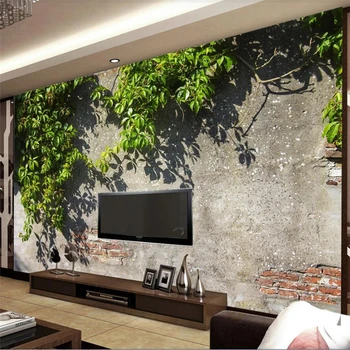 обои на заказ beibehang 3d фреска европейская зеленая ветка дерева кирпичные обои тв фон обои papel de parede 3d фотообои