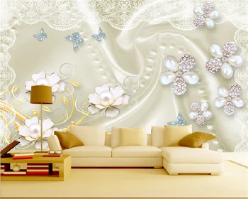 Обои на заказ Европейская мода ювелирные изделия цветок 3d трехмерный роскошный фон гостиной настенная роспись для украшения дома
