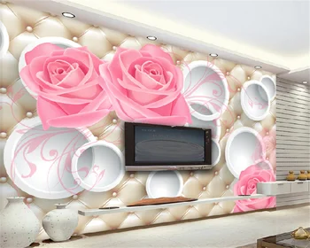 Обои на заказ цветок розы 3D трехмерный круг мягкая сумка роскошная гостиная ТВ фон настенное украшение картина