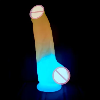 Огромная светящаяся Мягкая силиконовая секс-игрушка для пениса, Гибкий Фаллоимитатор в точке G Для взрослых Женщин, Массажер простаты, Анальная пробка, секс-игрушки для мужчин
