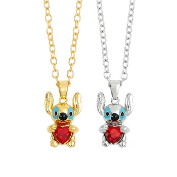 Ожерелье Kawaii Stitch, Disney Lilo & Stitch, Роскошное ожерелье с подвеской из кристалла Циркона 