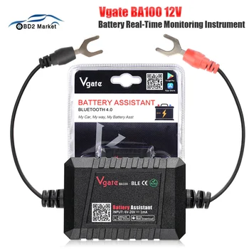 Оригинальный тестер автомобильного аккумулятора Vgate BA100 12V Monitor Bluetooth 4.0 Battery Assistant Auto Analyzer Tester для Android/ IOS