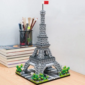 Париж, Эйфелева башня, Квадратное дерево, 3D модель, сделай сам, Мини-Алмазные блоки, Кирпичи, Здание, Мировая архитектура, Игрушка для детей