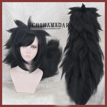 Парики Учихамадара аниме косплей парики Учиха Мадара косплей парики длинные черные синтетические волосы парик + бесплатная шапочка для парика