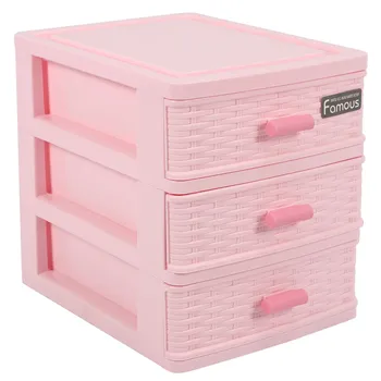 Пластиковый выдвижной ящик с 3 отделениями для хранения ювелирных изделий Розовый
