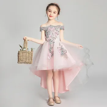 Платье с цветочным узором для маленьких девочек, детские свадебные платья для подружек невесты, белые бальные платья, бутик одежды для вечеринок для девочек, Элегантные платья