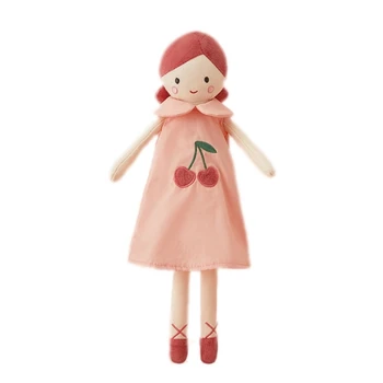 Плюшевая игрушка для девочек в юбке с вишневым принтом, милая плюшевая игрушка для сопровождения малышей