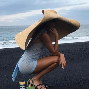 Пляжные шляпы большого размера с широкими полями 25 см для женщин, большая соломенная шляпа с защитой от ультрафиолета, складная шляпа с козырьком от солнца, оптовая продажа, прямая поставка