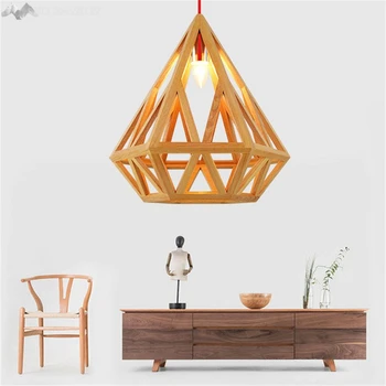 Подвесные светильники Nordic Modern Diamond Wood, деревянная лампа для ресторана, бара, кафе, столовой, декор подвесных светильников Deco
