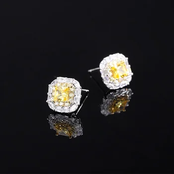 подлинный люксовый бренд real jewels S925 серебро в натуральную величину, карбон, бриллиант, независимая упаковка, цветок, желтые простые женские серьги