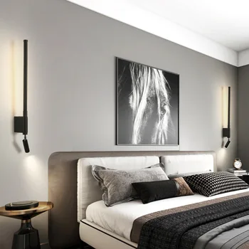 Прикроватный настенный светильник с регулируемым поворотом на 350 градусов, настенный светильник для чтения с выключателем, Минималистичный гостиничный номер в скандинавском стиле, Главная спальня