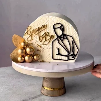 принадлежности для украшения торта акриловая простая фигурка с линией лица, украшение торта, минималистичный персонаж, топпер для торта с лицом персонажа