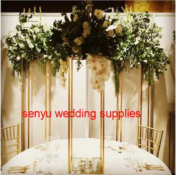 Продажа оптом позолоченная свадебная подставка для цветов настольная люстра центральные элементы для свадебных украшений senyu00035