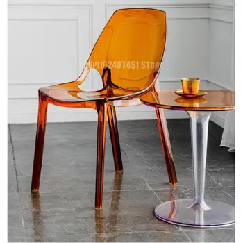 Прозрачный стул, акриловый дизайнерский пластиковый стул для фотографий, обеденный стул со спинкой, магазин чая с молоком, магазин одежды