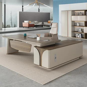 Простой письменный стол, современное сочетание письменного стола и стула, легкая роскошь, лак для выпечки, высококачественная офисная мебель