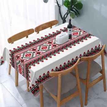 Прямоугольная украинская вышиванка, скатерть для пикника с богемной геометрической скатертью по краю с подкладкой, скатерть для пикника