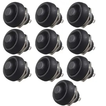 Распродажа 10шт черных мини-круглых переключателей 12 мм водонепроницаемых мгновенных кнопочных переключателей