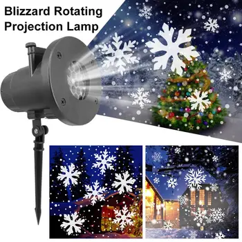 Рождественская проекционная лампа Потрясающий визуальный эффект Большая площадь Зимний Белый Снегопад Ночник Проектор Реквизит для вечеринки во дворе