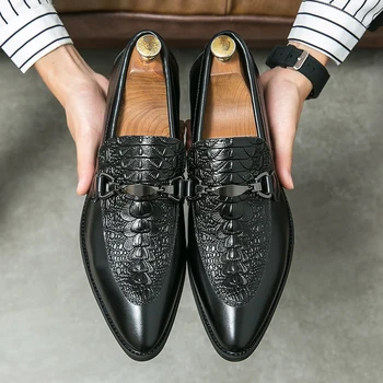 Роскошные Дизайнерские мужские туфли для вождения с крокодиловым узором, повседневные лоферы, Деловая обувь для официальных мероприятий, Zapatos Hombre