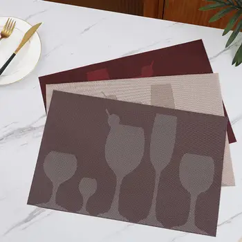 Салфетка для столовых приборов, Удобная Долговечная Теплоизоляция, коврик для ужина с рисунком винного бокала, коврик для чаши, принадлежности для дома