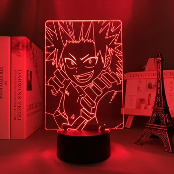 Светодиодный аниме-светильник My Hero Academia Red Riot для украшения комнаты, домашнего декора, подарка на день рождения, 3d-манга-лампы Эйдзиро Киришима